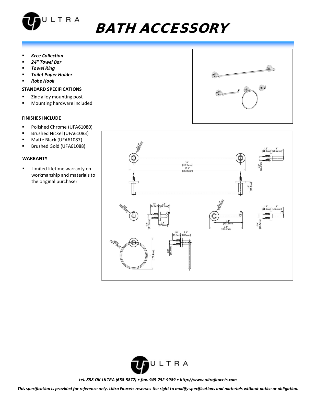 Ultra Faucets LTR10147 Specifications - ManualMachine.com
