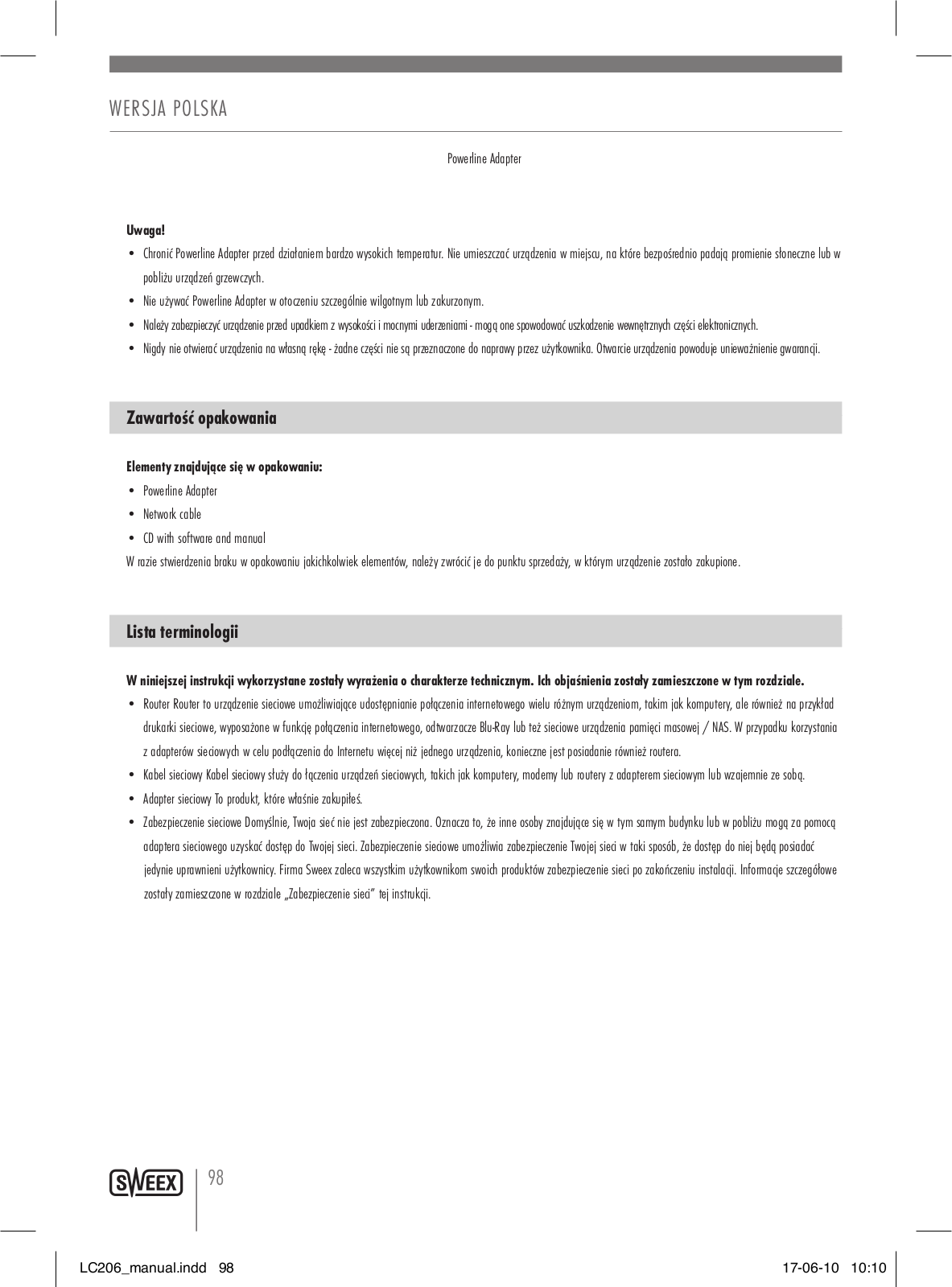 Sweex LC206 User Manual