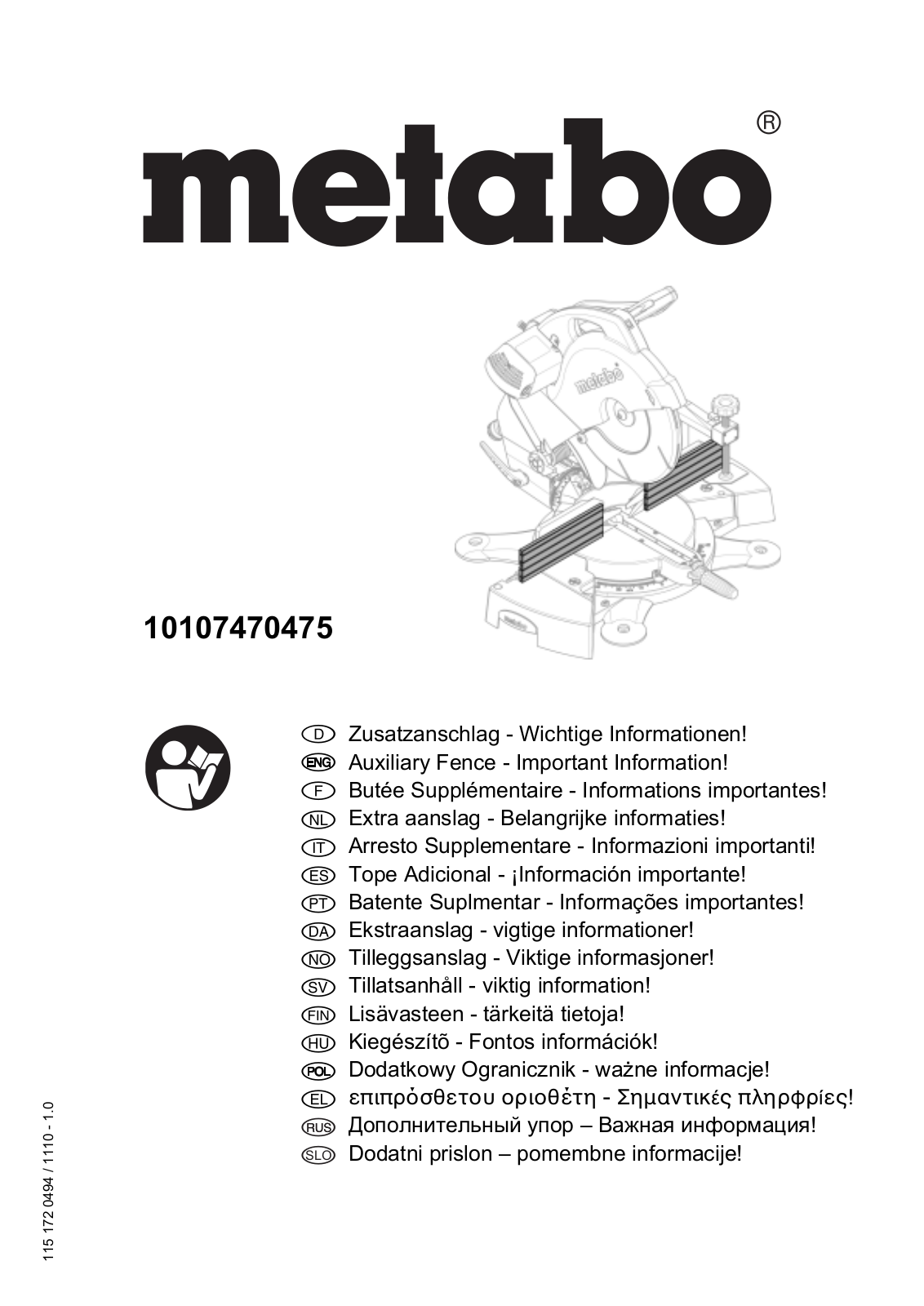 Metabo 10107470475 User guide - ManualMachine.com