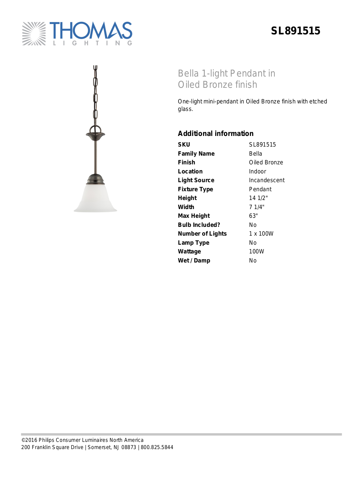 Thomas Lighting SL891515 User Manual - ManualMachine.com