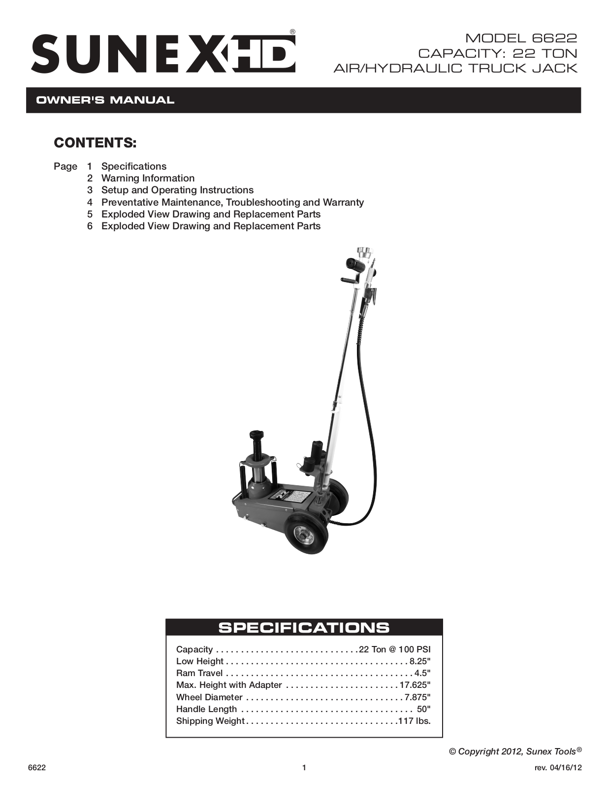 Sunex Tools 6622 User Manual