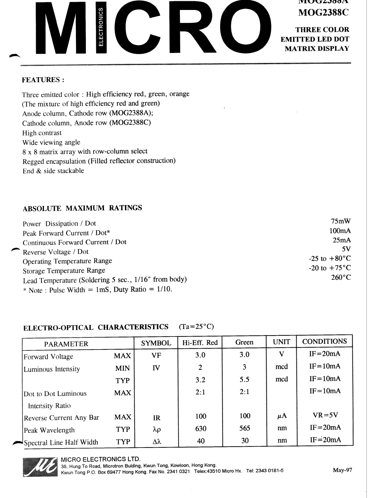 MICRO MOG2388C, MOG2388A Datasheet