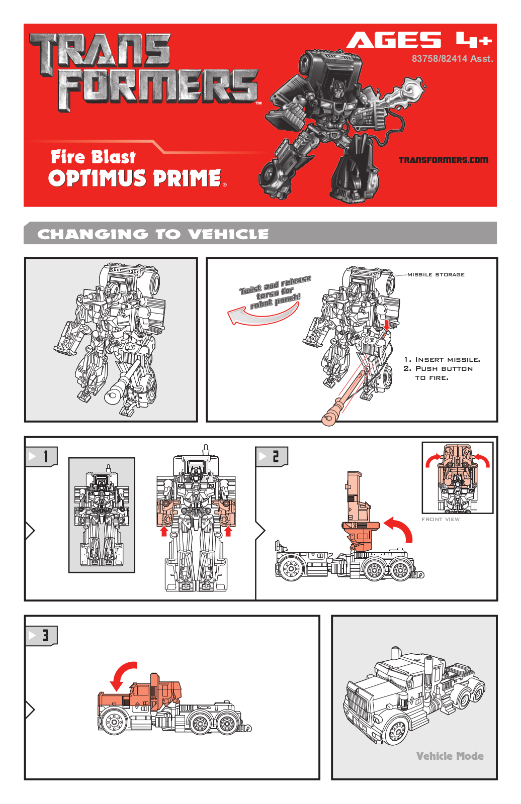 HASBRO Transformers Fire Blast Optimus Prime User Manual