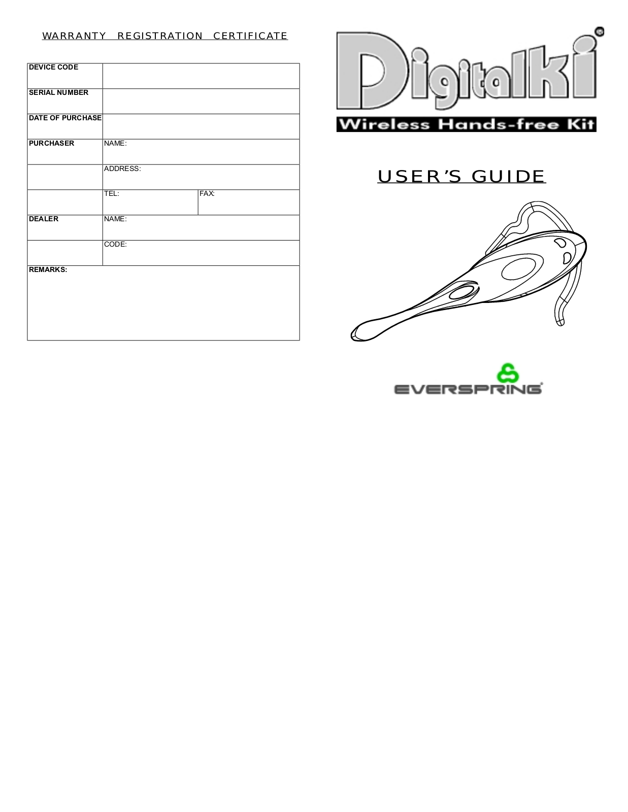 Everspring Industry Co FE004, F004U Users Manual