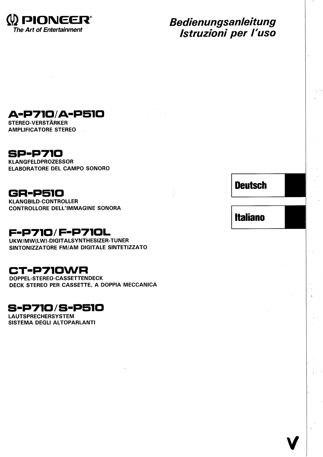 Pioneer CT-P710WR, SP-P710, GR-P510 User Manual