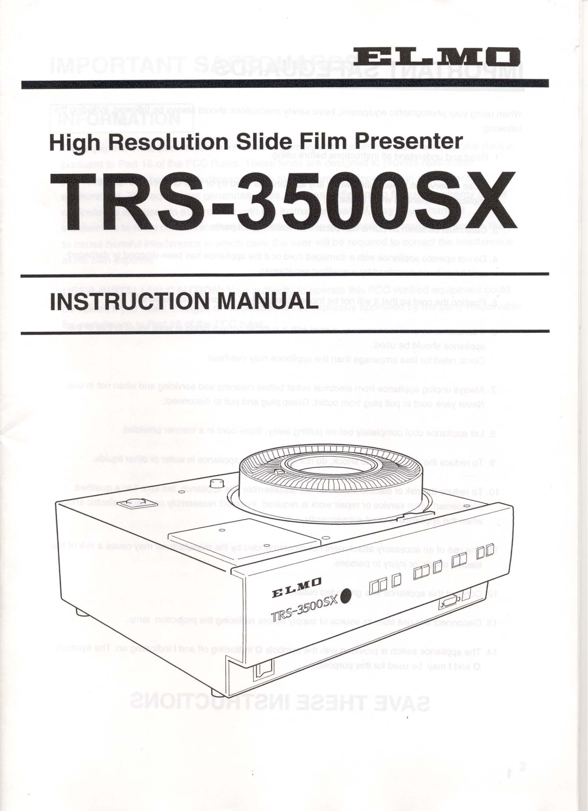 ELMO TRS-3500SX User's Manual