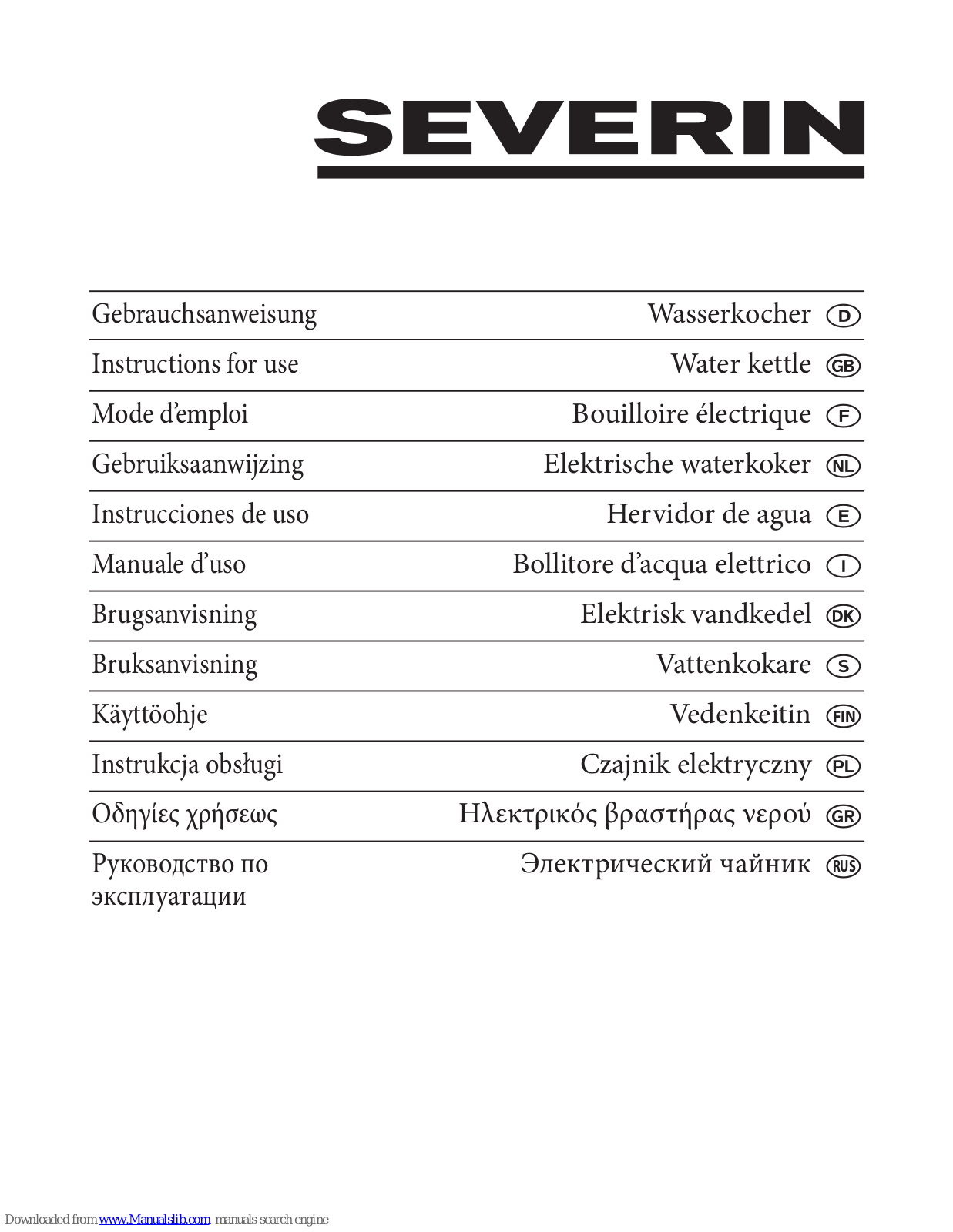 SEVERIN WK 3342,WK 3342 Instructions For Use Manual