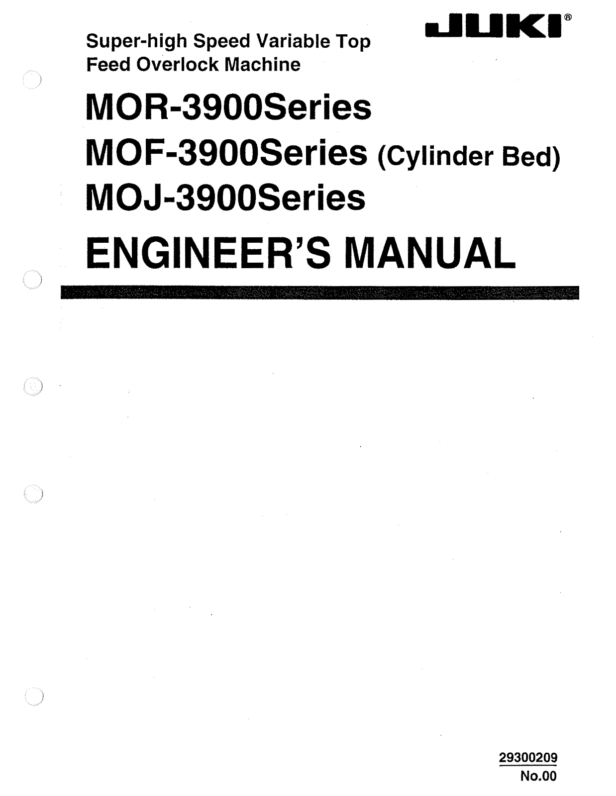 juki MOR-3900, MOF-3900, MOJ-3900 ENGINEER MANUAL - ManualMachine.com