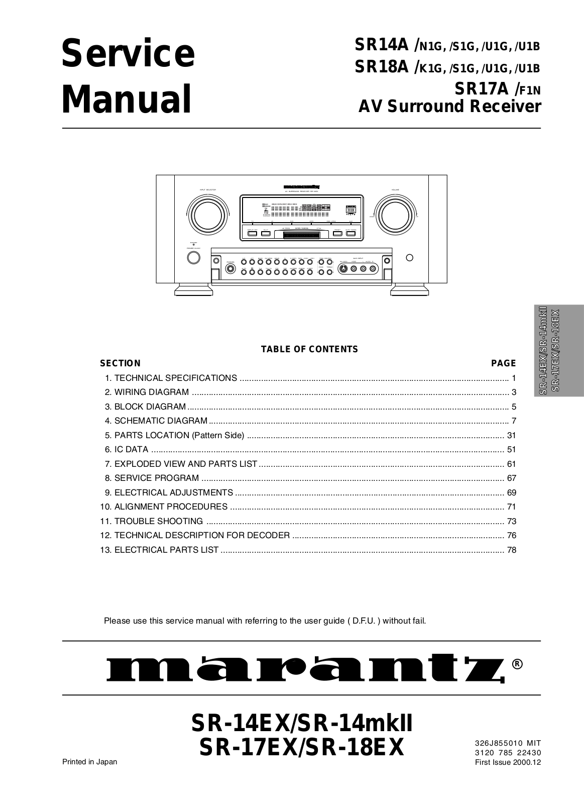 Marantz SR-14A, 18A, 17A Service Manual