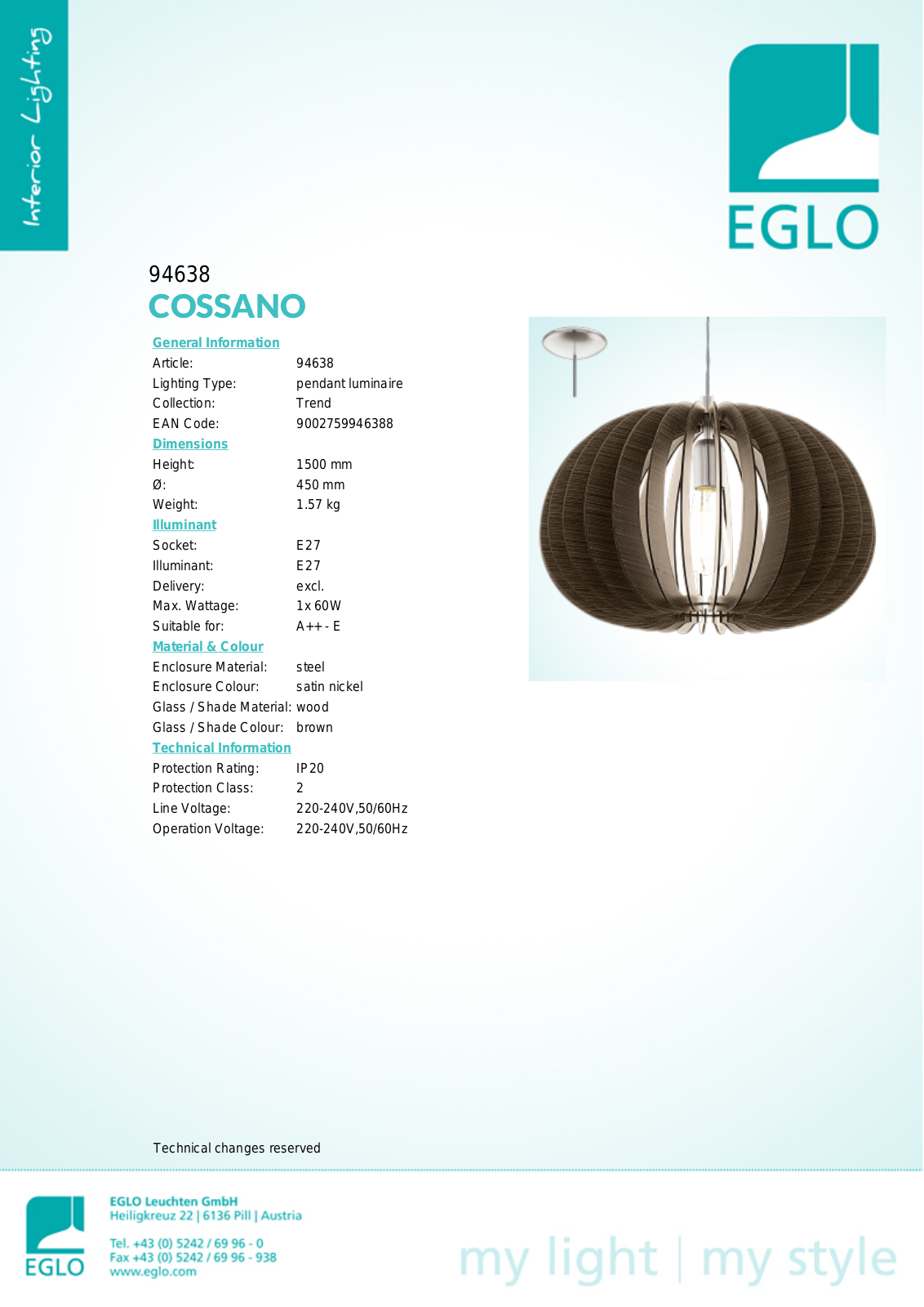 Eglo 94638 Service Manual