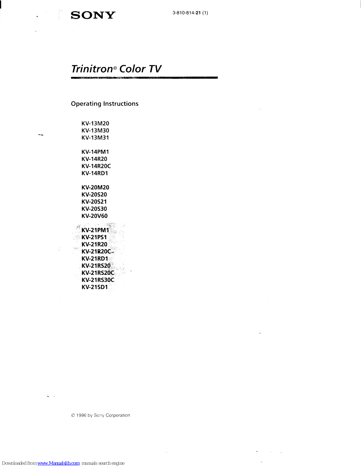 Sony KV-14R20, KV-13M31, KV-14R20C, KV-14RD1, KV-20M20 Operating Instructions Manual