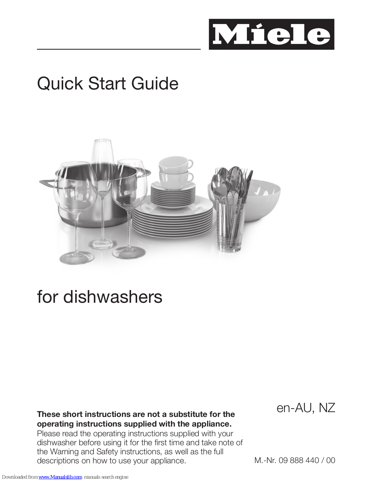 Miele tx2349, G6365SCVIXXL Quick Start Manual