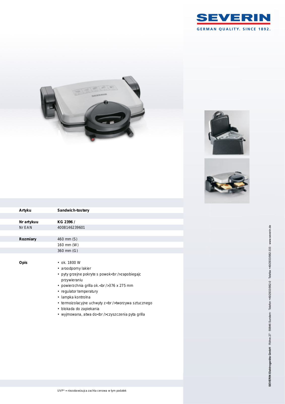 Severin KG 2396 User Manual