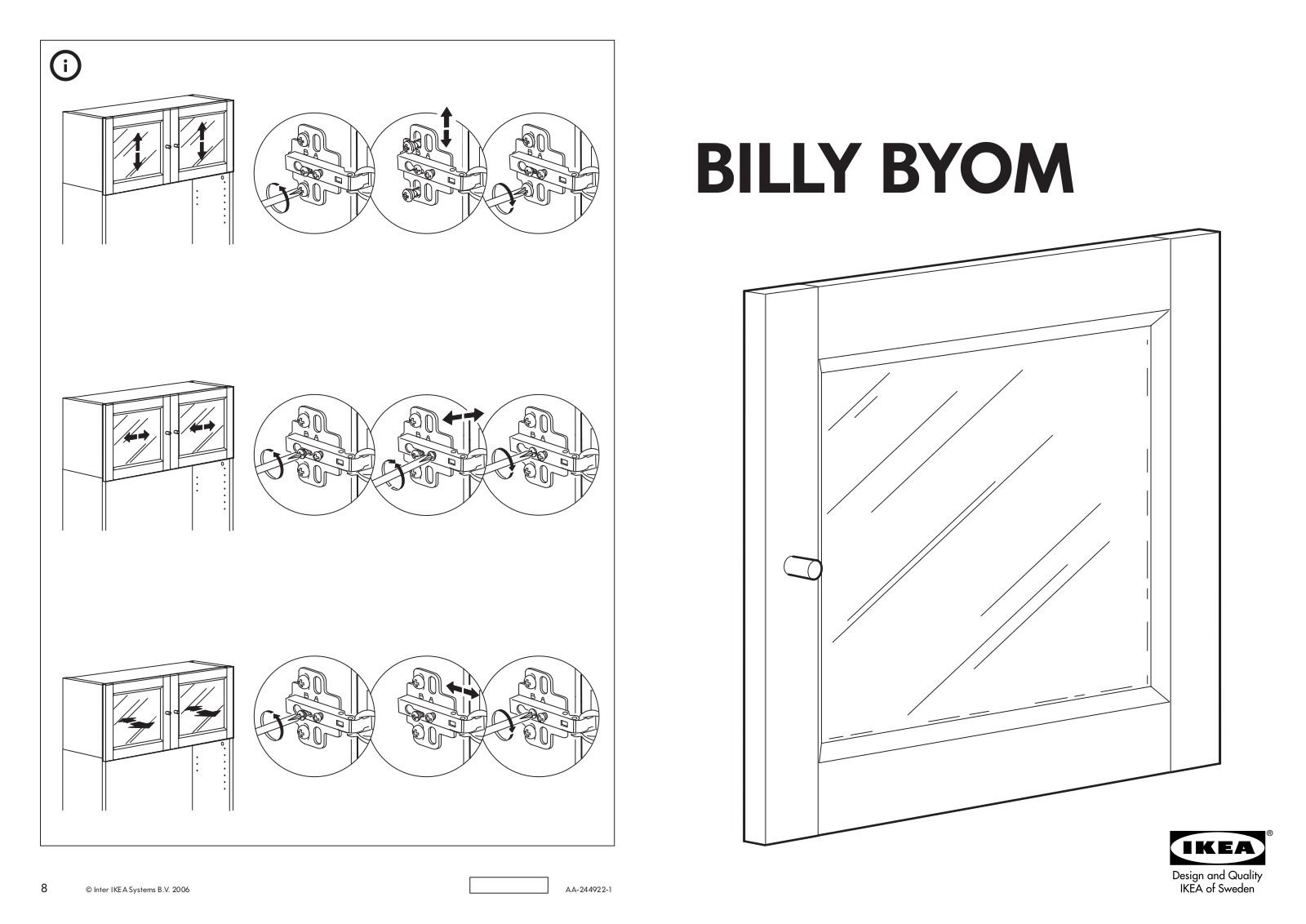 IKEA BILLY BYOM GLASS DOOR FOR HEIGHT EXT Assembly Instruction