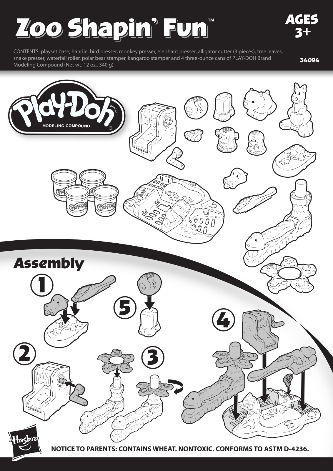 HASBRO Play Doh Zoo Shapin' Fun User Manual