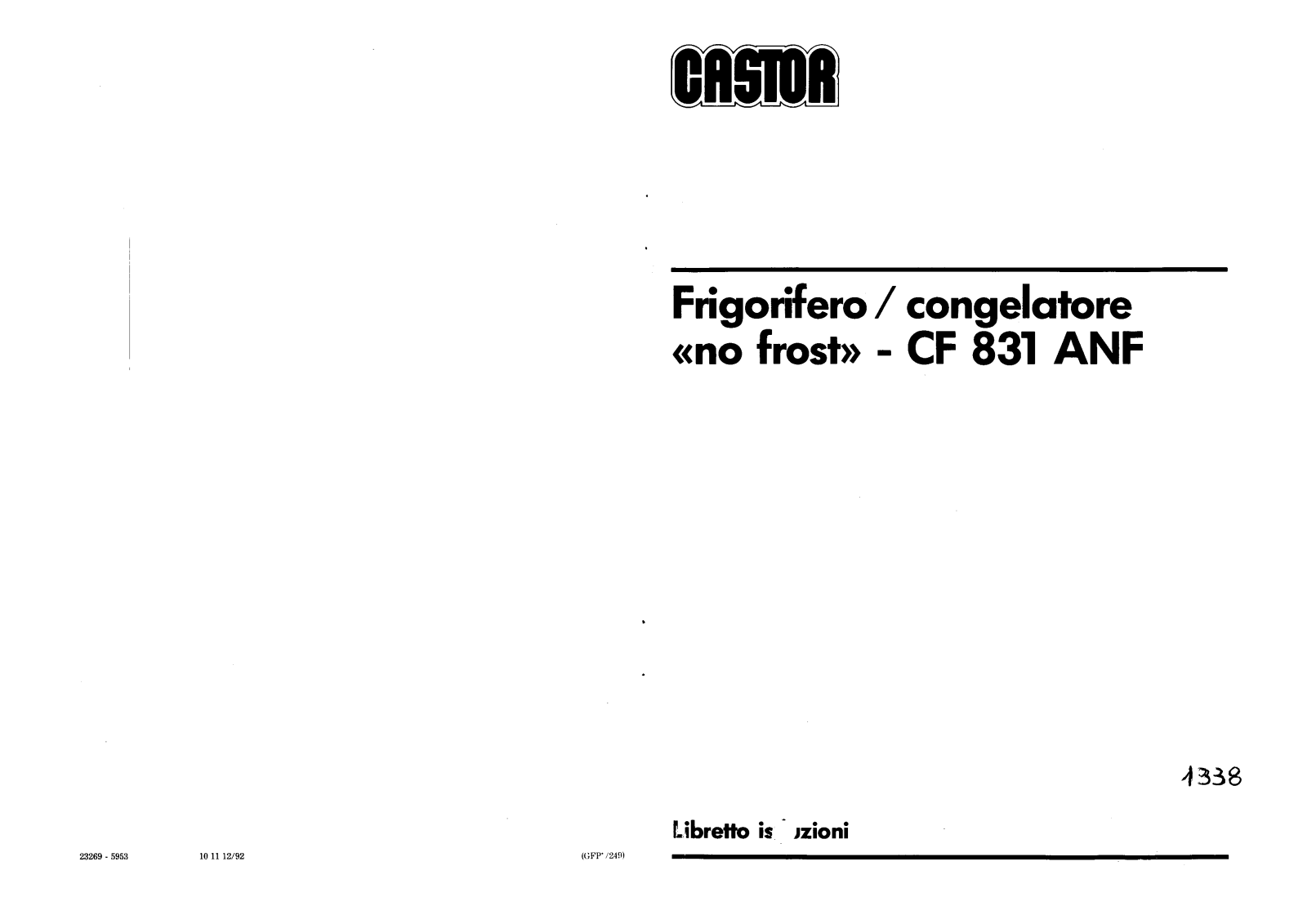 Castor CF831ANF Instructions Manual