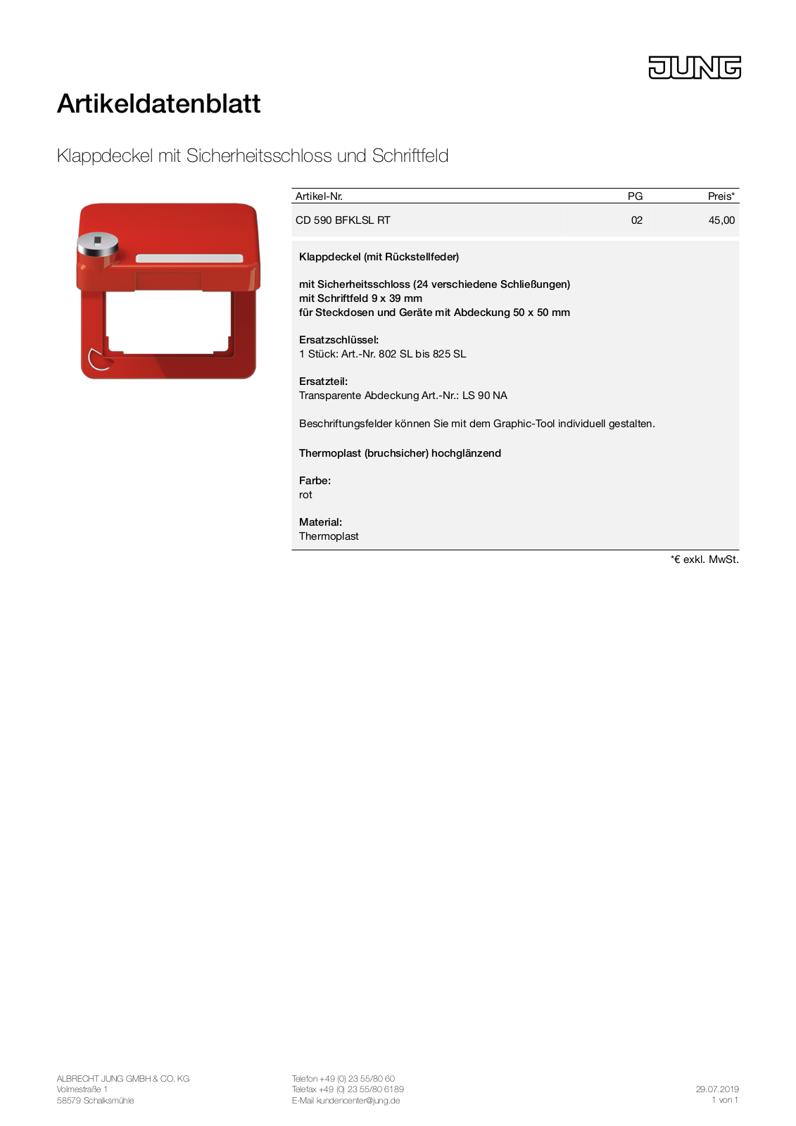 Jung CD 590 BFKLSL RT User Manual