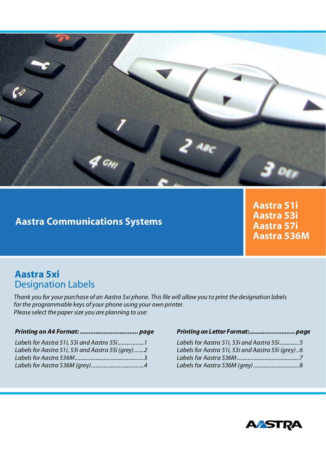 Aastra Telecom 536M, 5xi, 51i User Manual