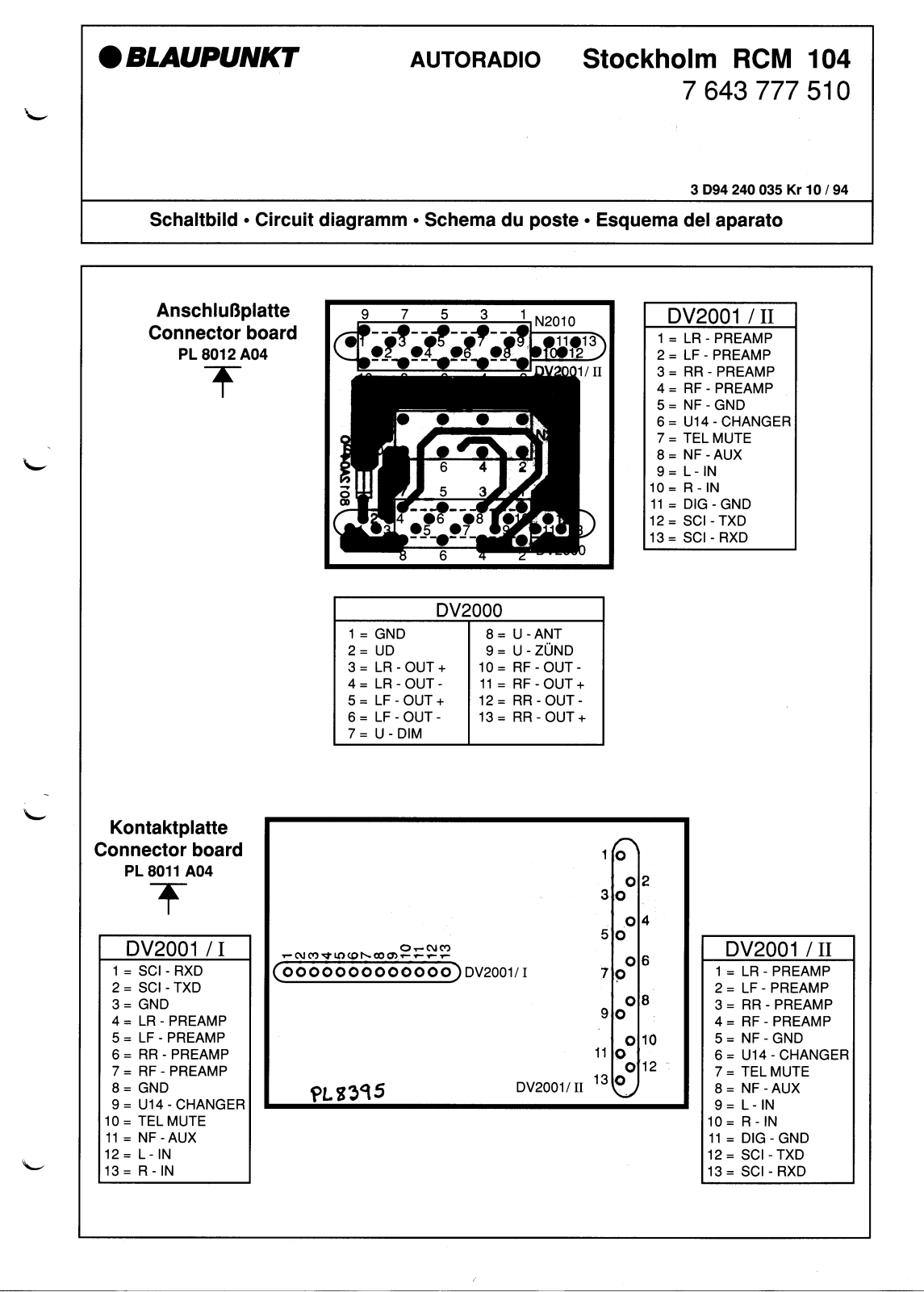 BLAUPUNKT Stockholm RCM104 Service Manual