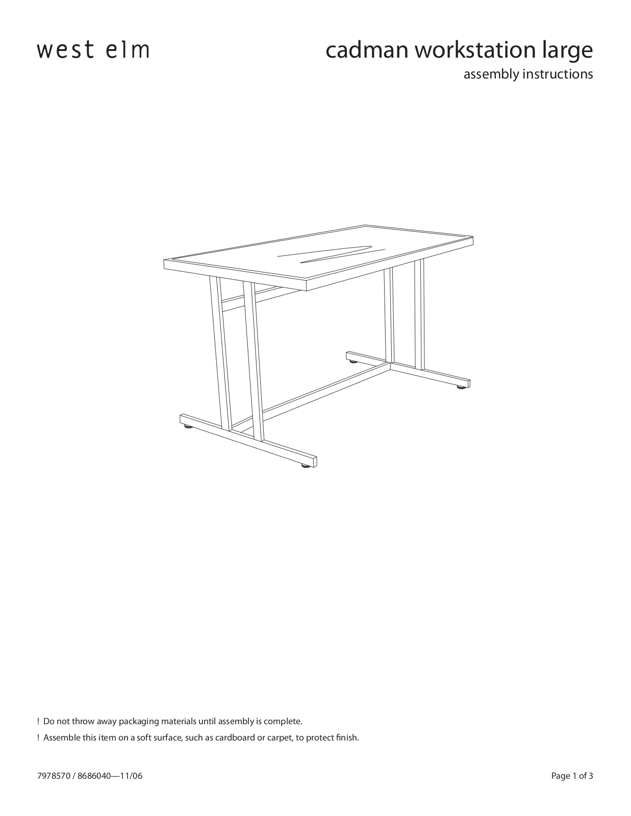 West Elm Cadman Large Workstation Assembly Instruction