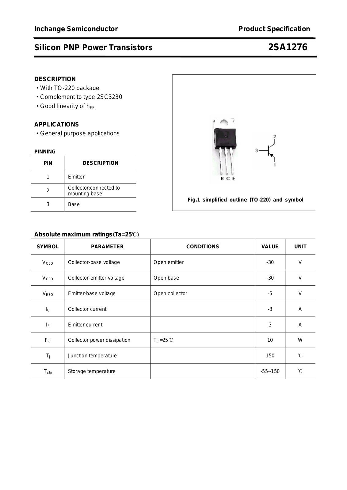 Datasheet 2sa1276 Datasheet - ManualMachine.com
