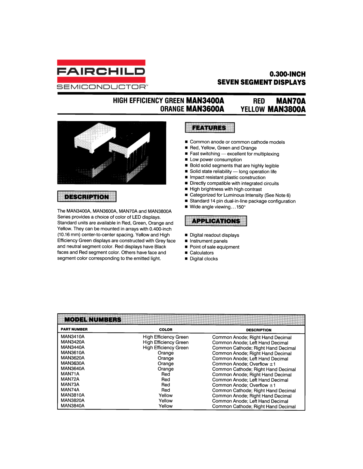 Fairchild Semiconductor MAN73A, MAN71A, MAN72A Datasheet