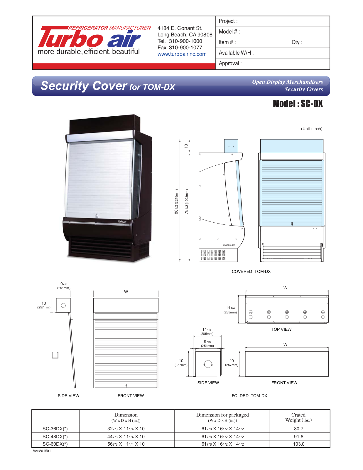 Turbo Air SC-DX User Manual