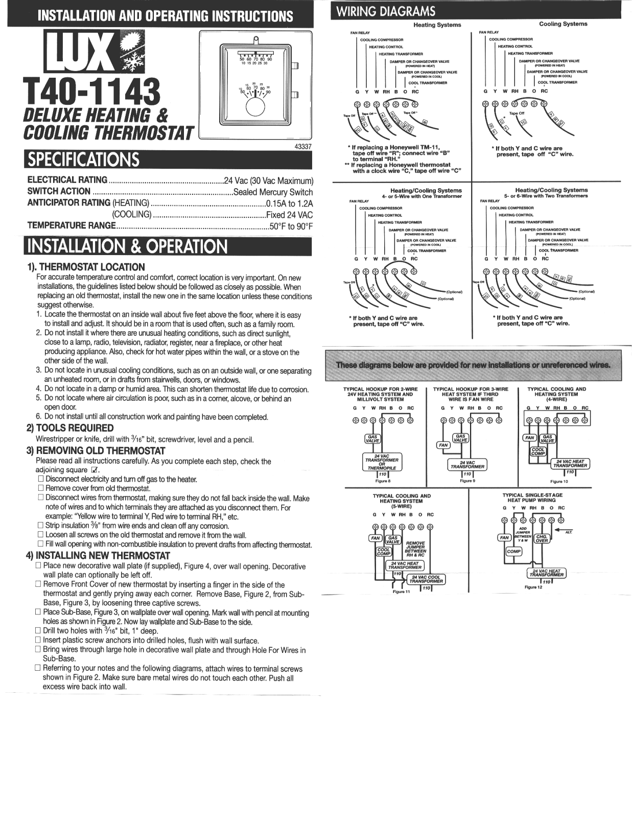 Lux Products T40-1143 User Manual