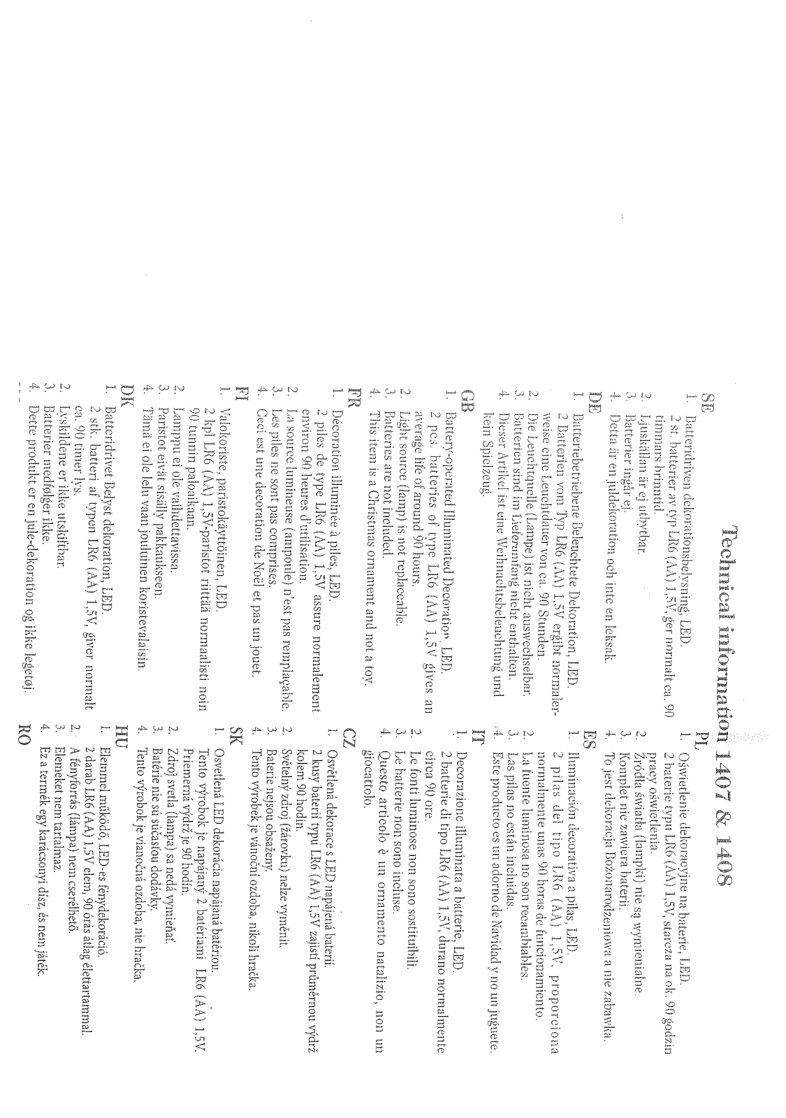 Konstsmide 1407, 1408 Technical specification