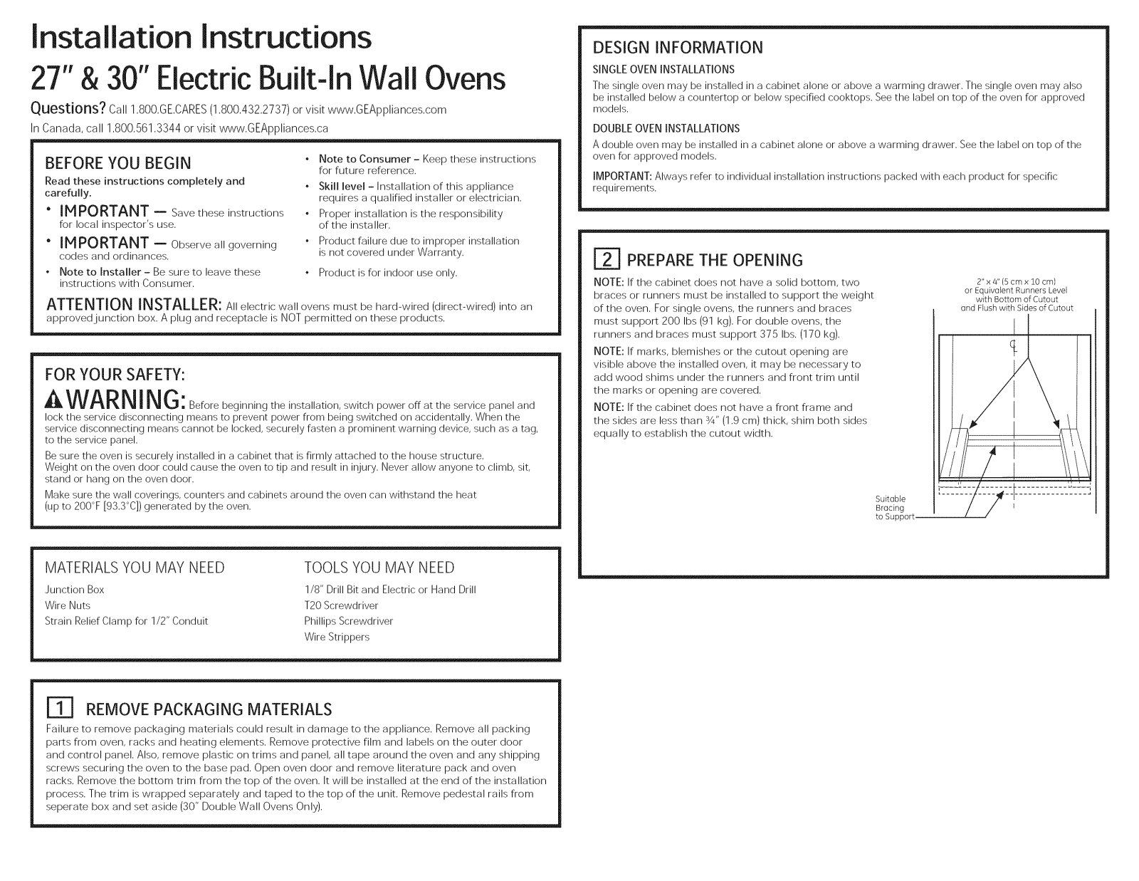 GE CT9800SH1SS, JK1000DF2BB, JK1000DF3BB, JK1000SF2SS, JK1000SF3SS Installation Guide - ManualMachine.com