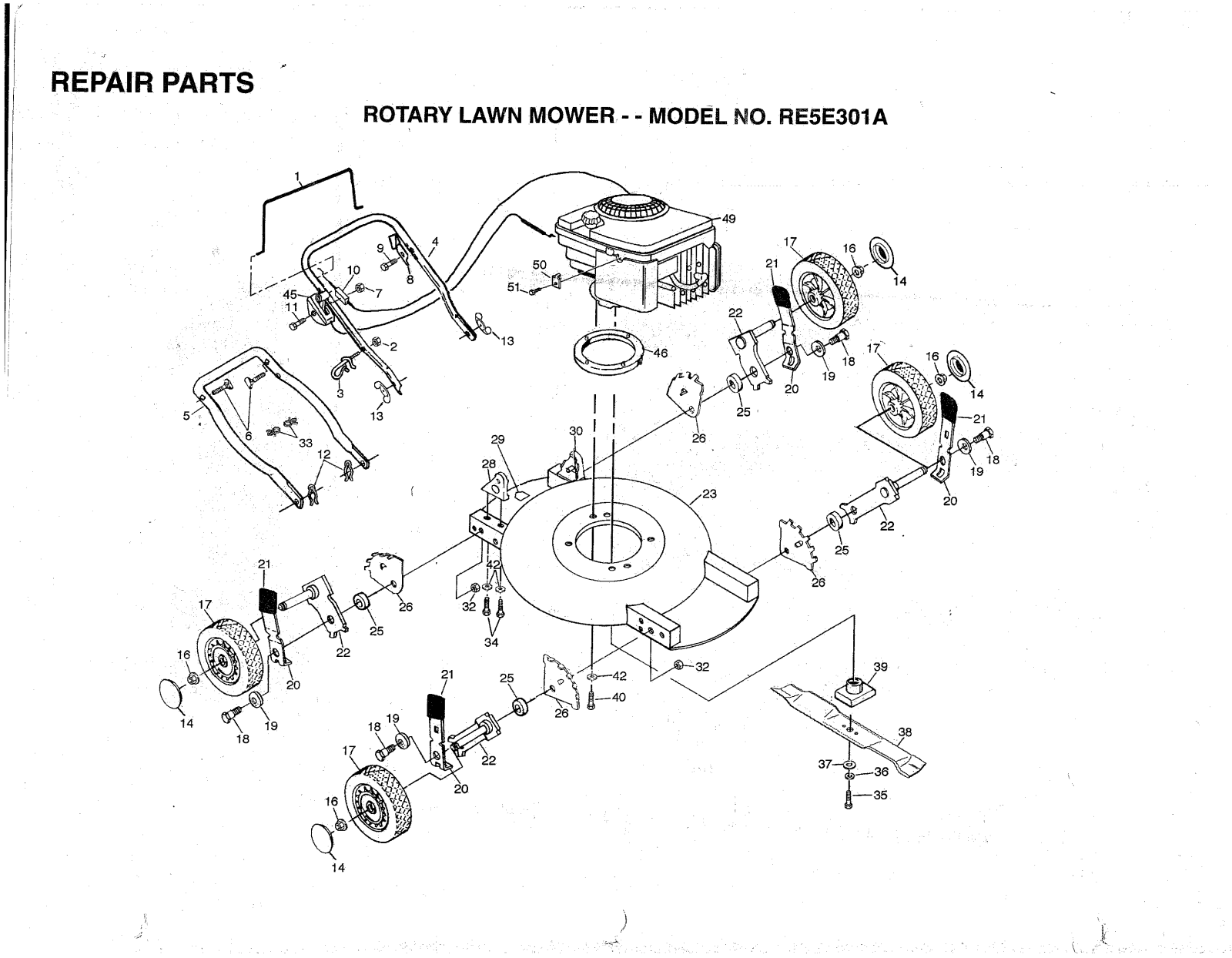 AYP RE5E301A Parts List