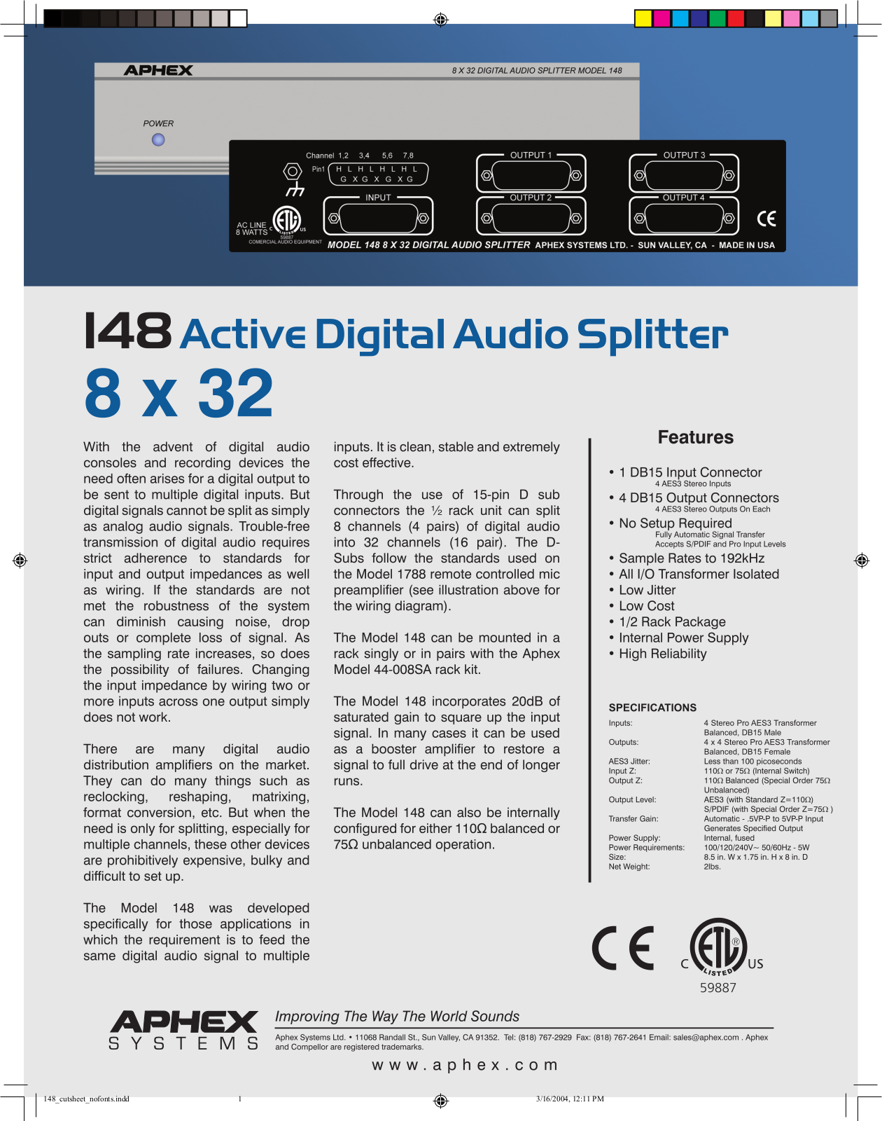 Aphex Systems 148 User Manual