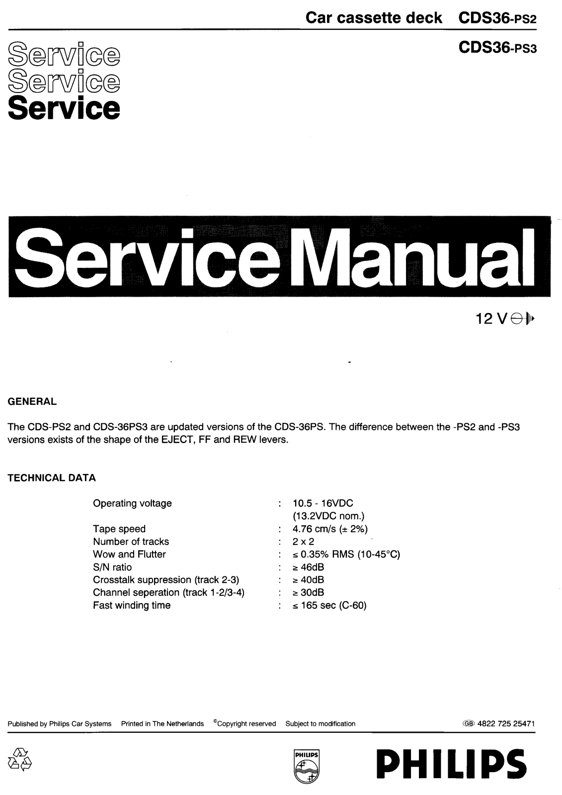 Philips CDS-36-PS-2 Service Manual