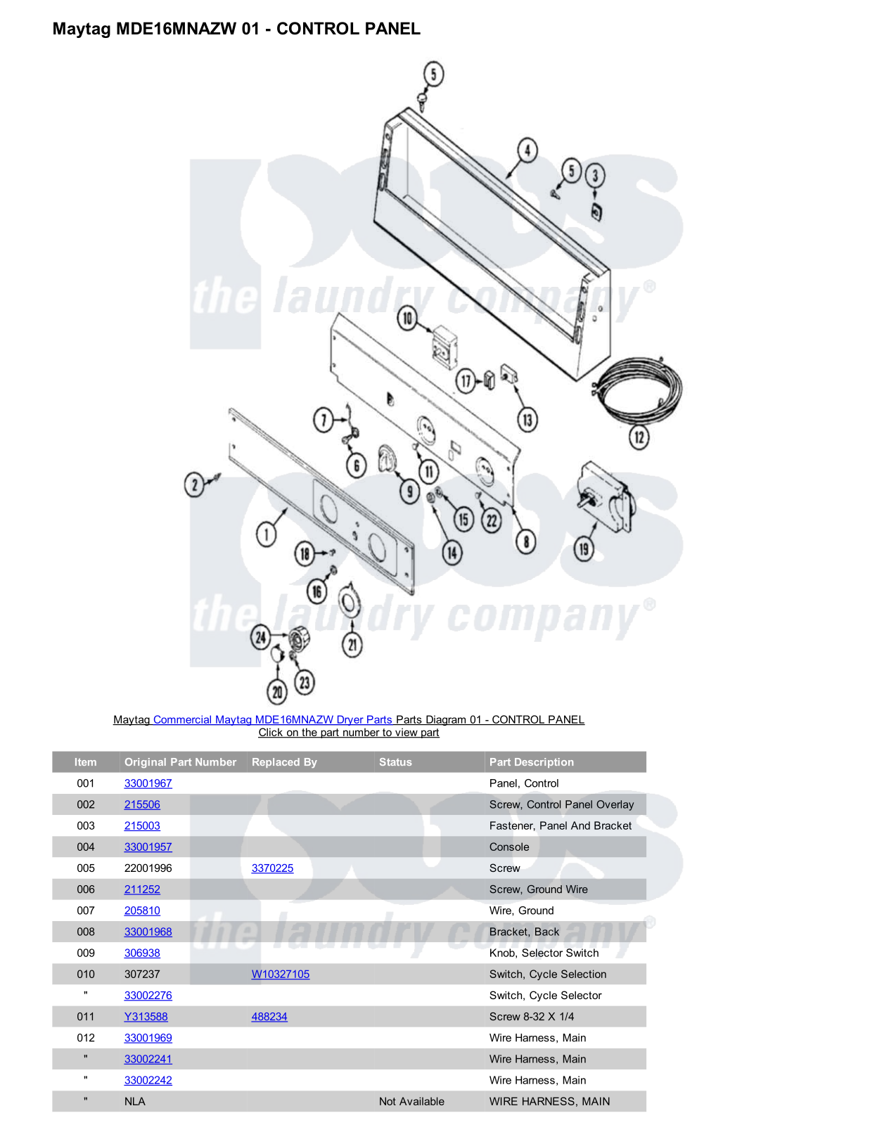 Maytag MDE16MNAZW Parts Diagram