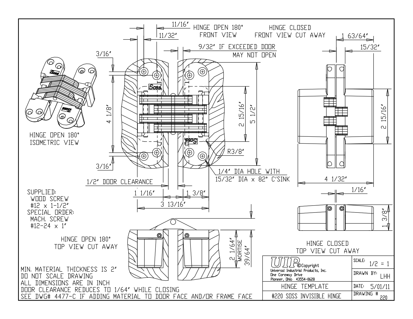 SOSS RVW1036 Dimensions - ManualMachine.com
