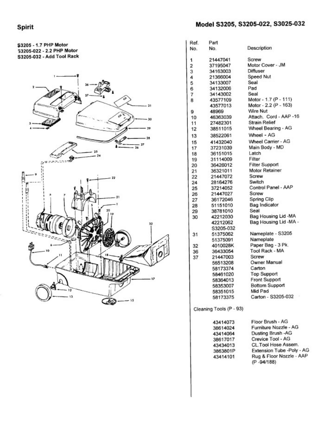 Hoover S3205-022, S3205-032, S3205 Owner's Manual