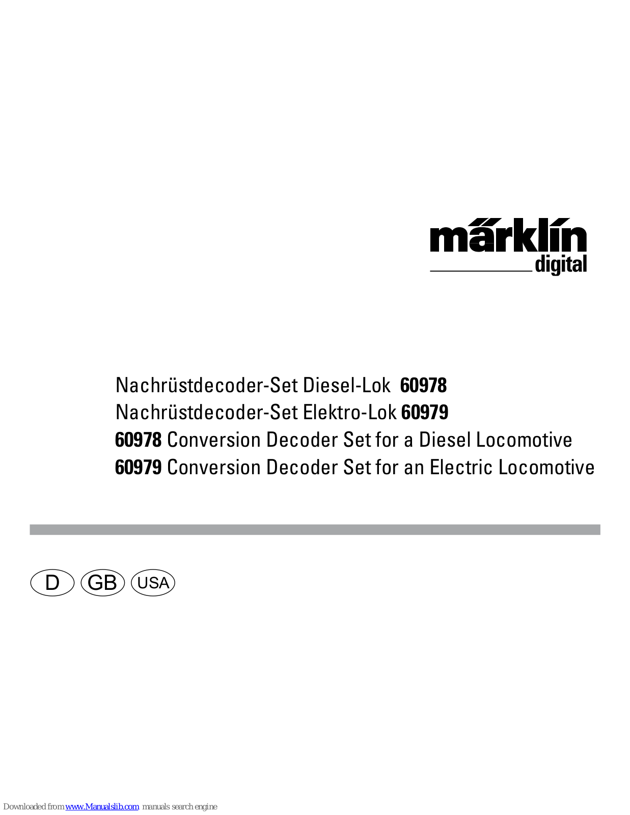 marklin 60978, 60979 User Manual - ManualMachine.com