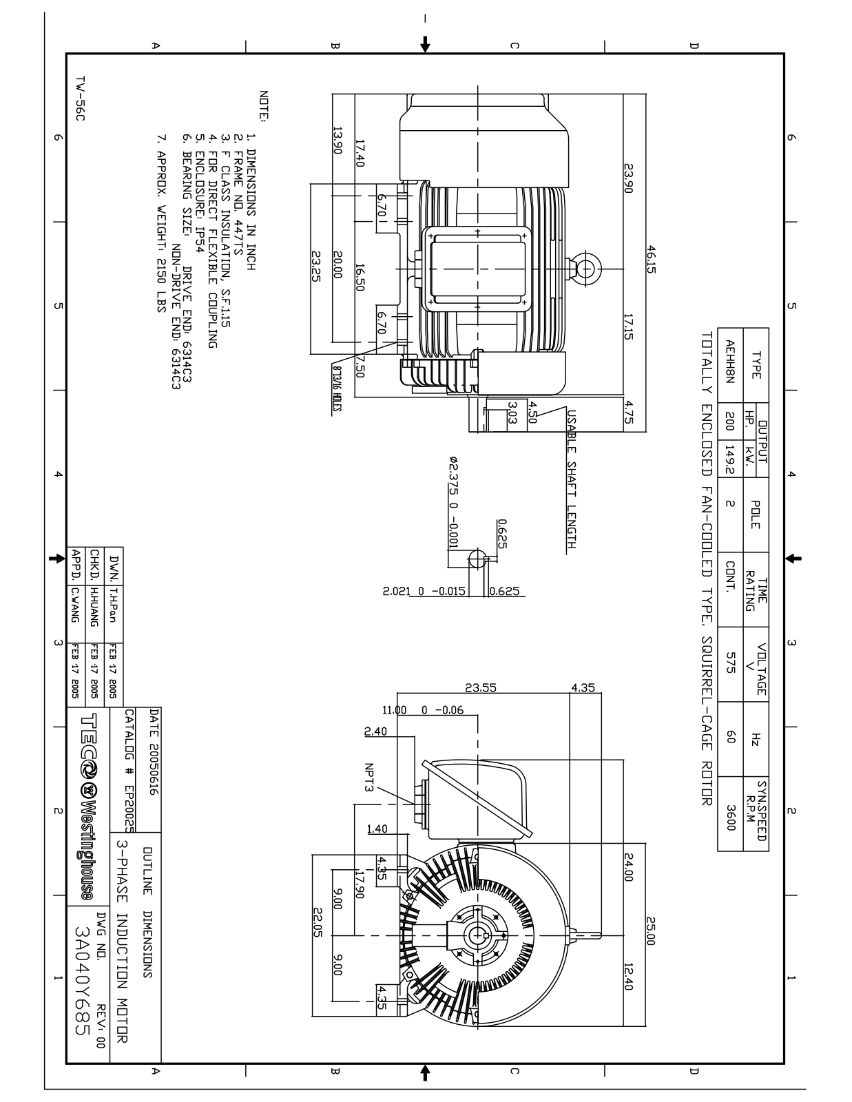 Datasheet EP20025 Reference Drawing (Teco) - ManualMachine.com