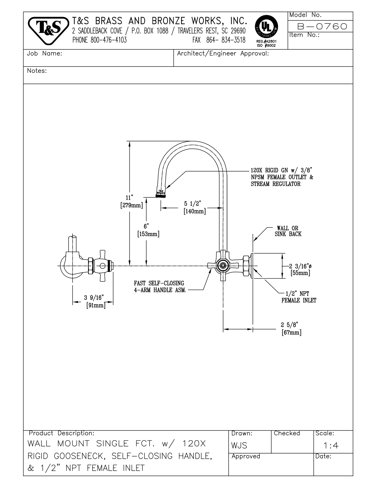 T & S Brass & Bronze Works B-0760 General Manual