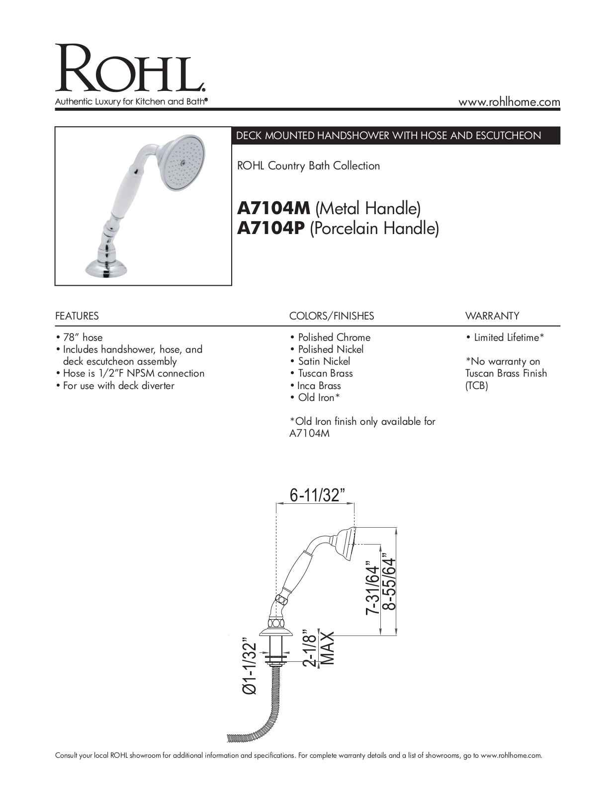 Rohl A7104MPN User Manual