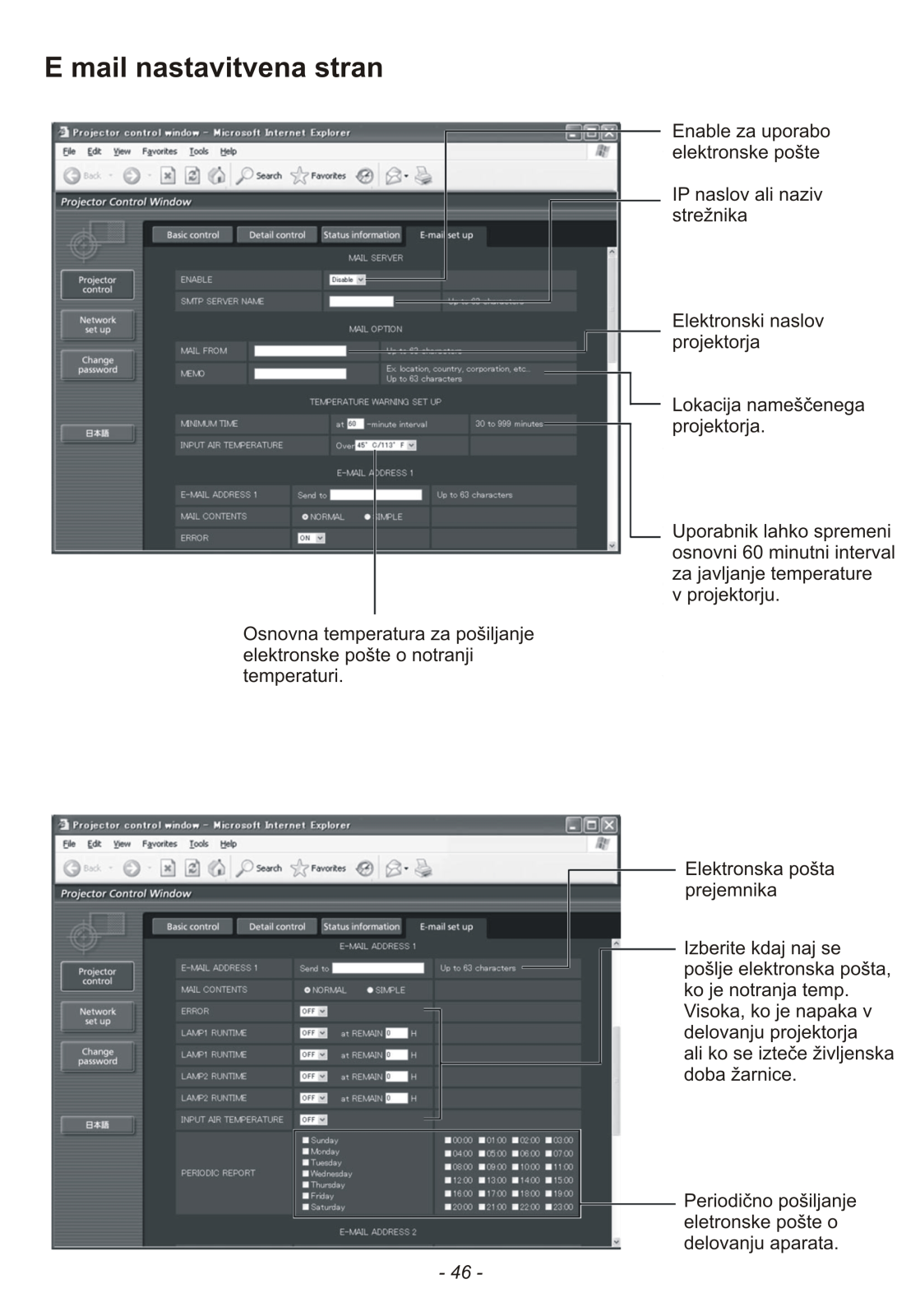 Panasonic PT-DW5100E Email Manual