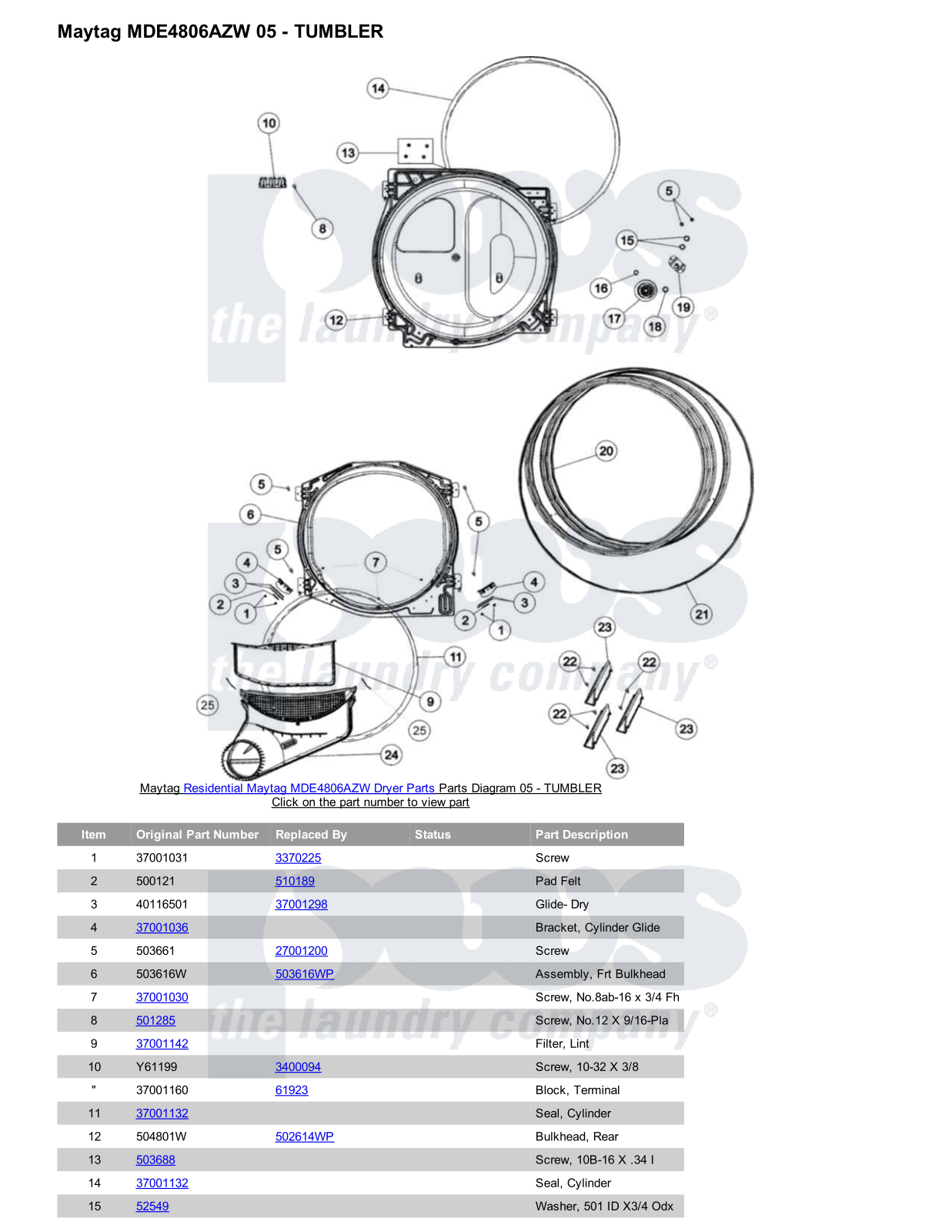 Maytag MDE4806AZW Parts Diagram