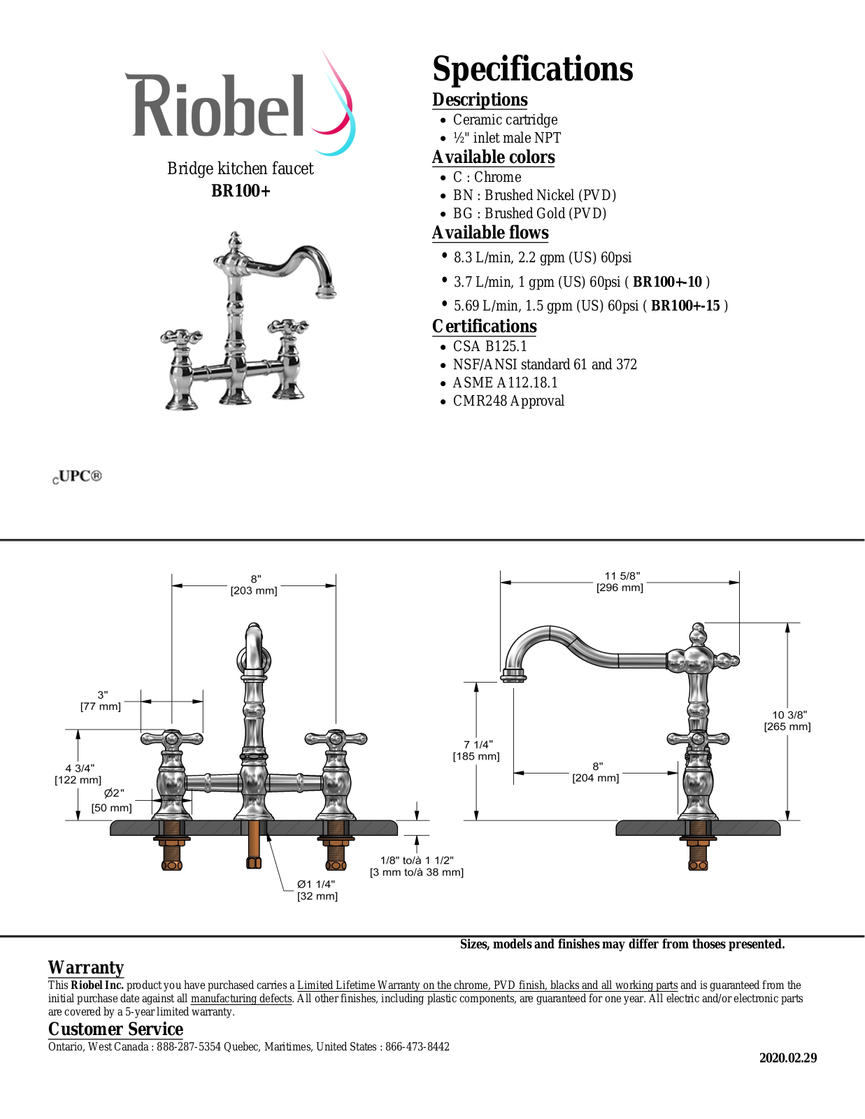 Riobel BR100C Specifications - ManualMachine.com