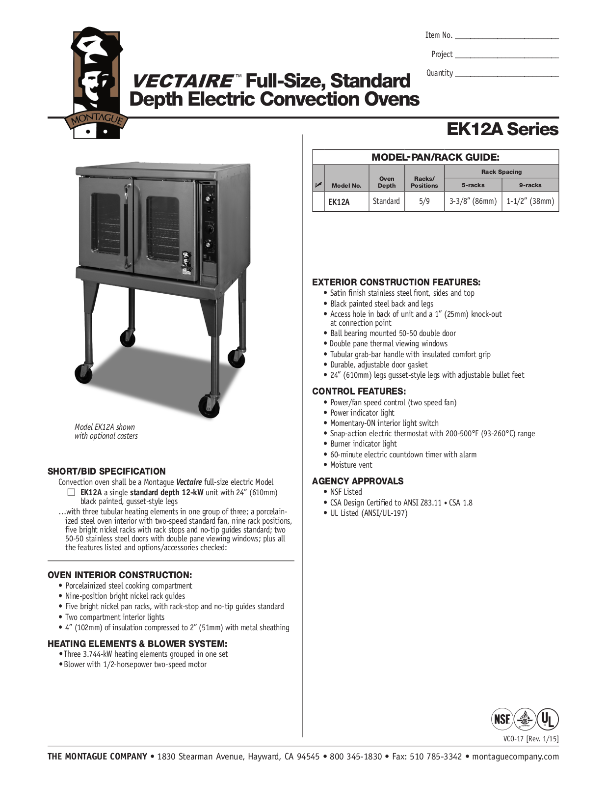 Montague EK12A User Manual