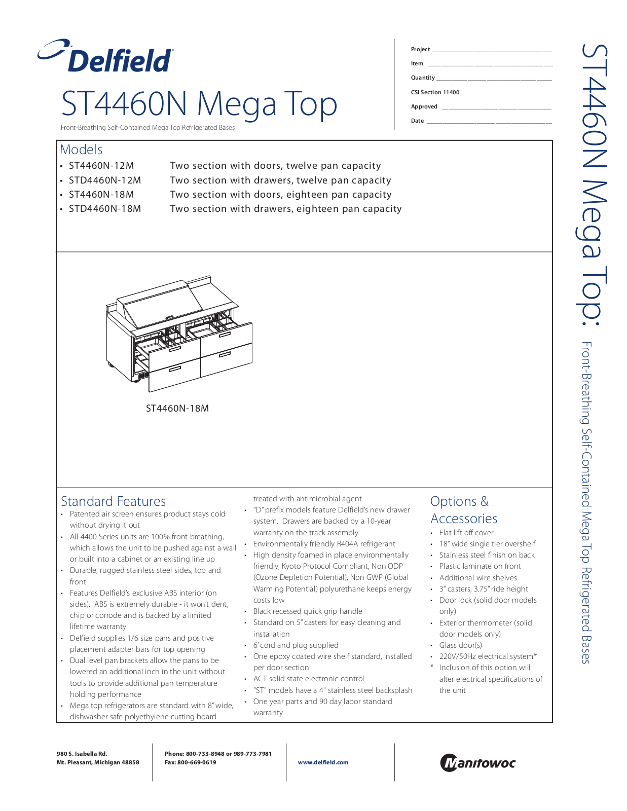 Delfield ST4460N-12M User Manual