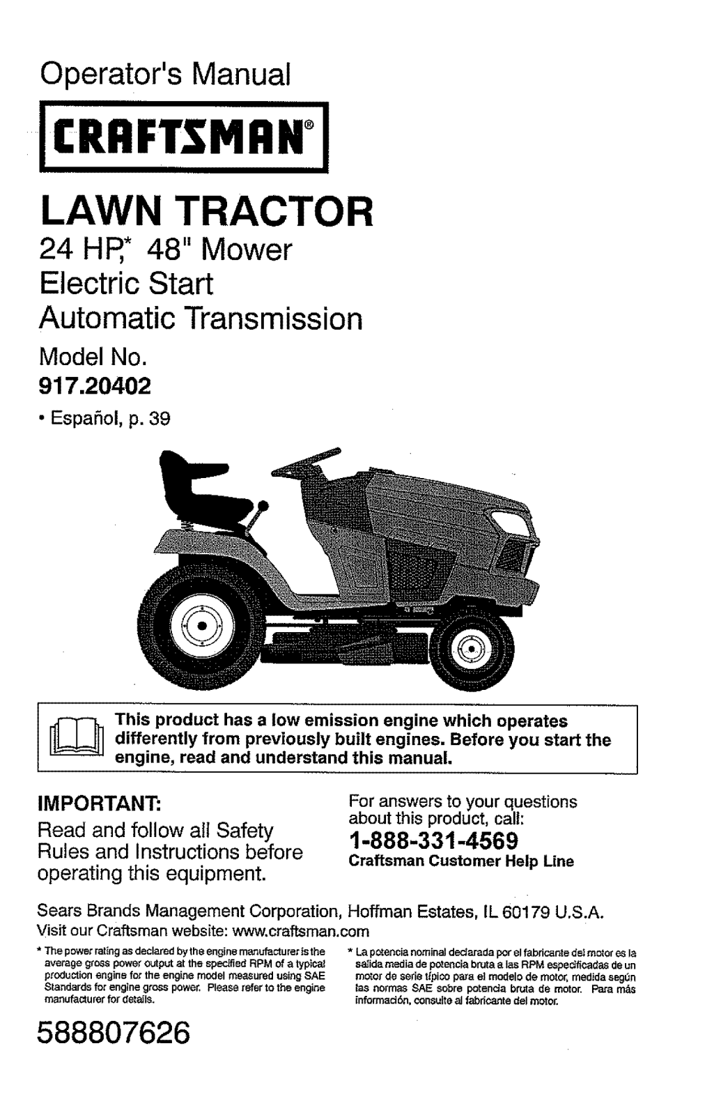 Craftsman 917204021 Owner’s Manual