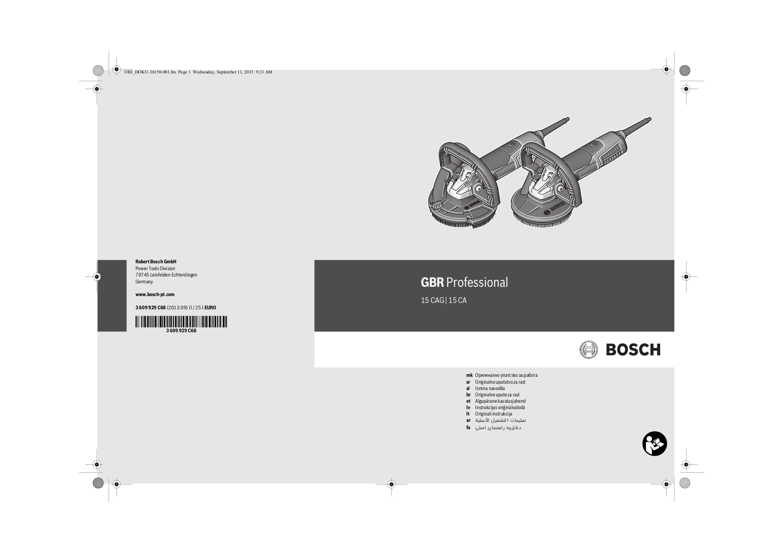 Bosch GBR 15 CAG Professional, GBR 15 CA Professional User guide