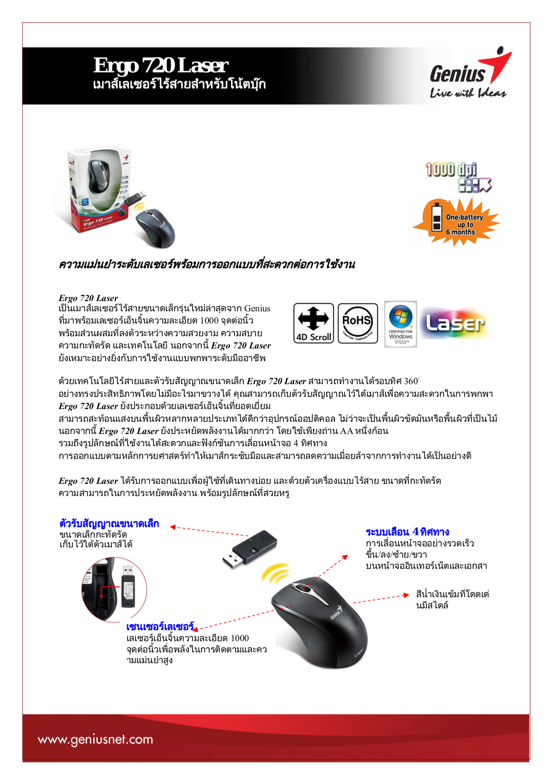 Genius ERGO 720 LASER DATASHEET