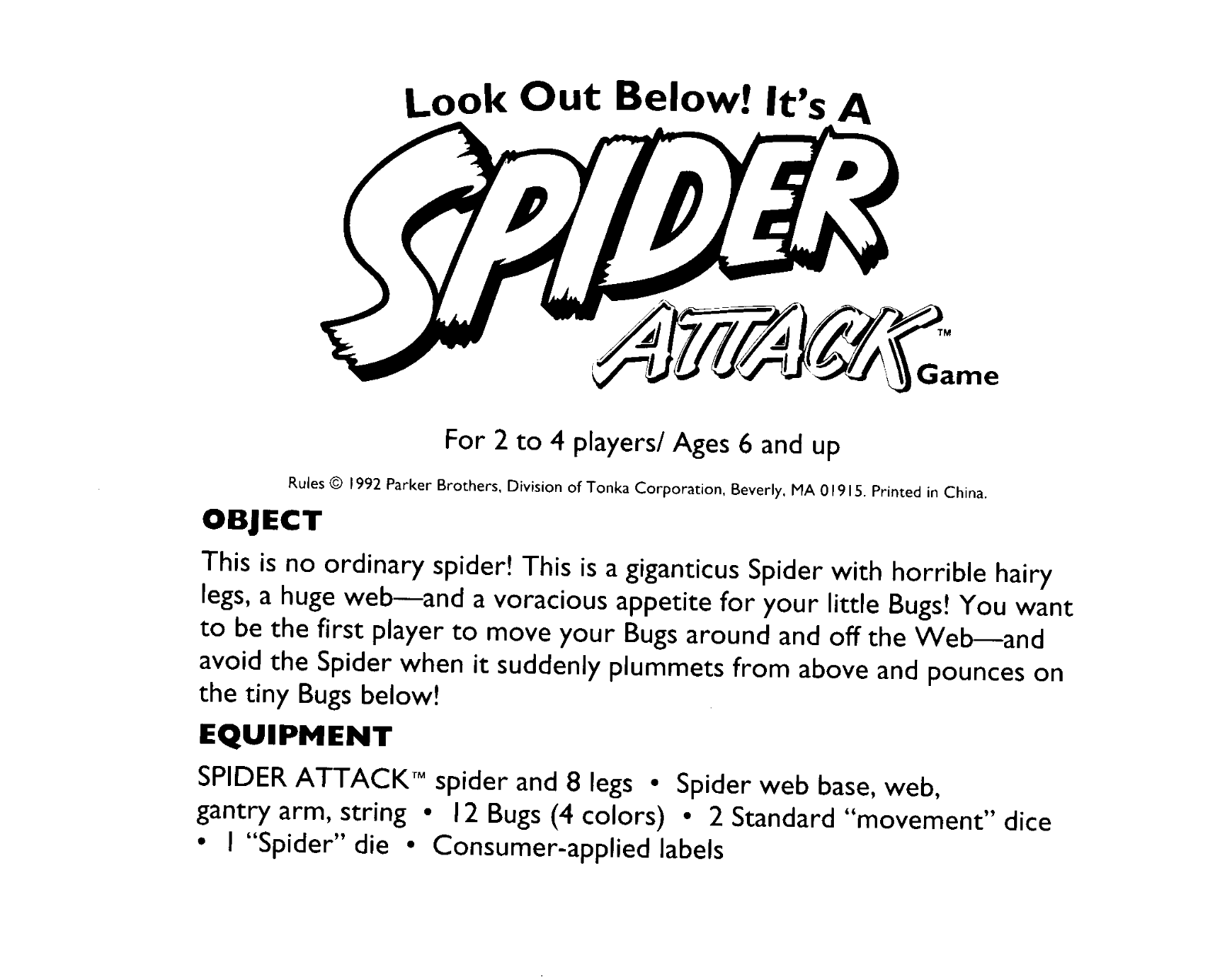 Hasbro SPIDER ATTACK User Manual