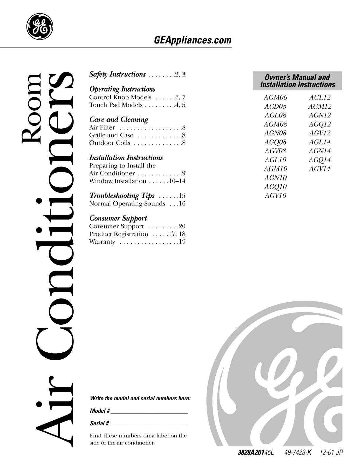 LG AGW12AA, AGN10AC User Manual